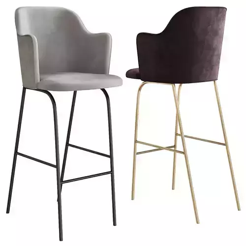 Aleta Stool with High Back 3d model