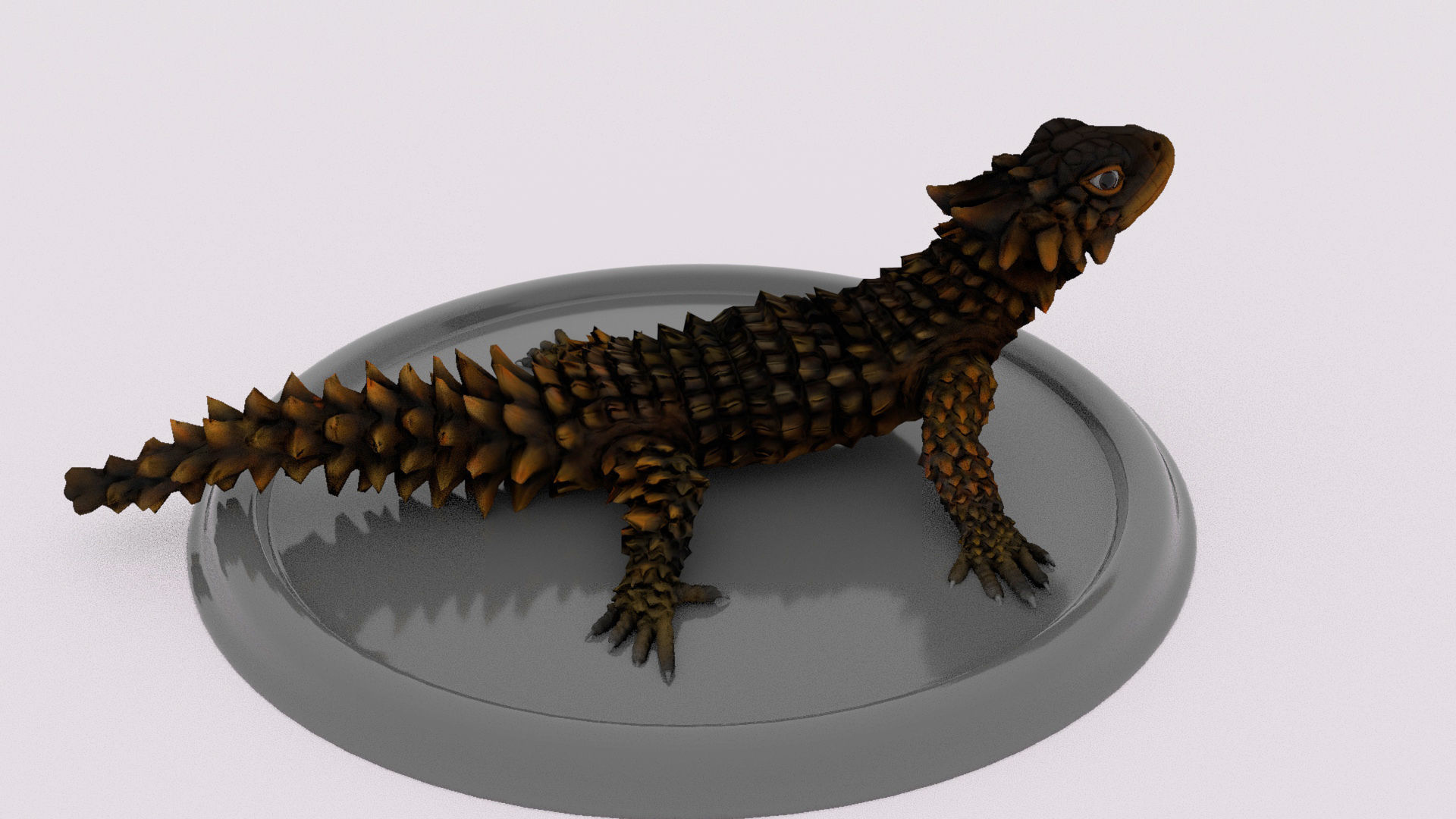 lizard on plate 3D model_5