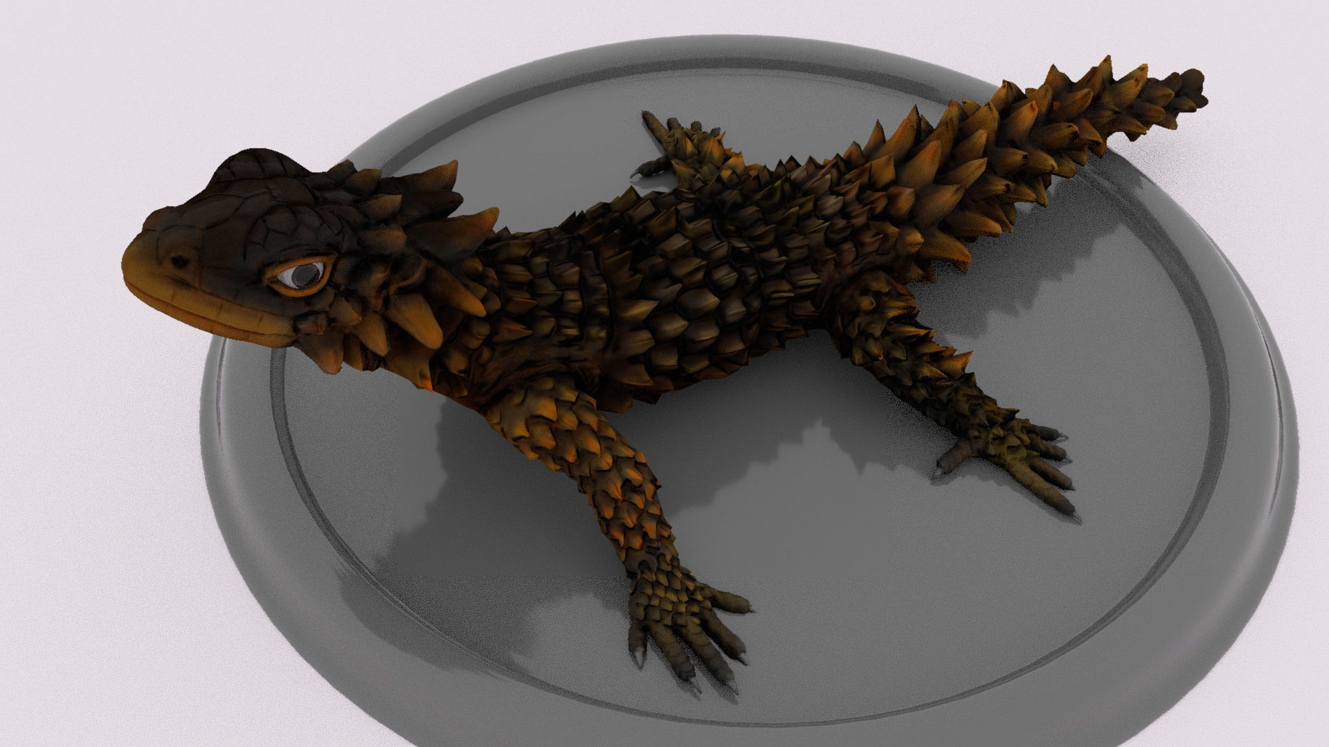 lizard on plate 3D model_9