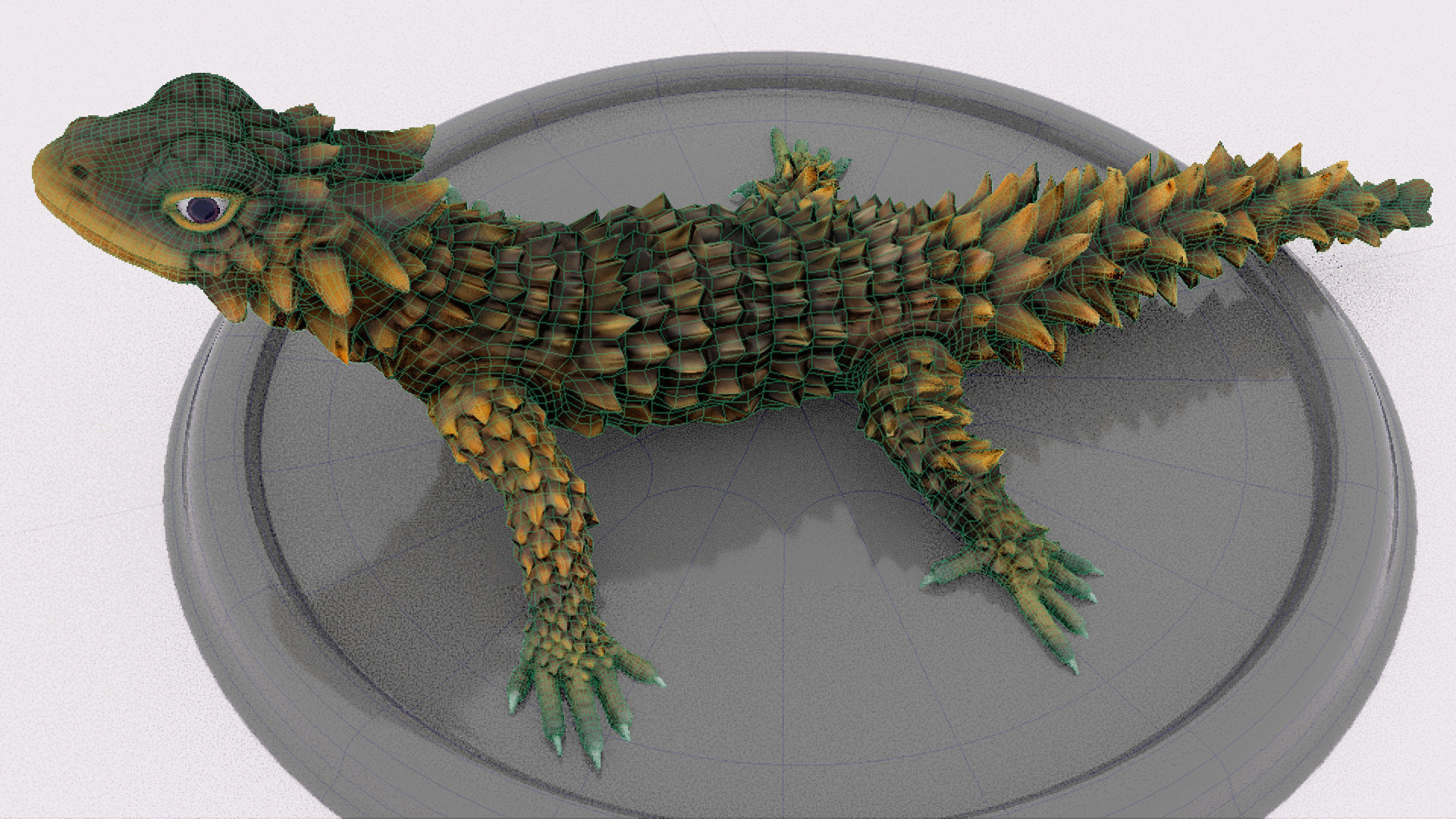 lizard on plate 3D model_10