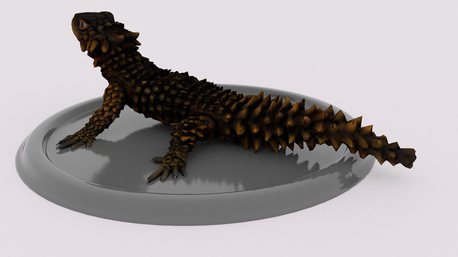 lizard on plate 3D model_2