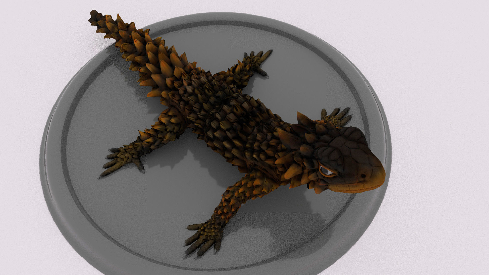 lizard on plate 3D model_8