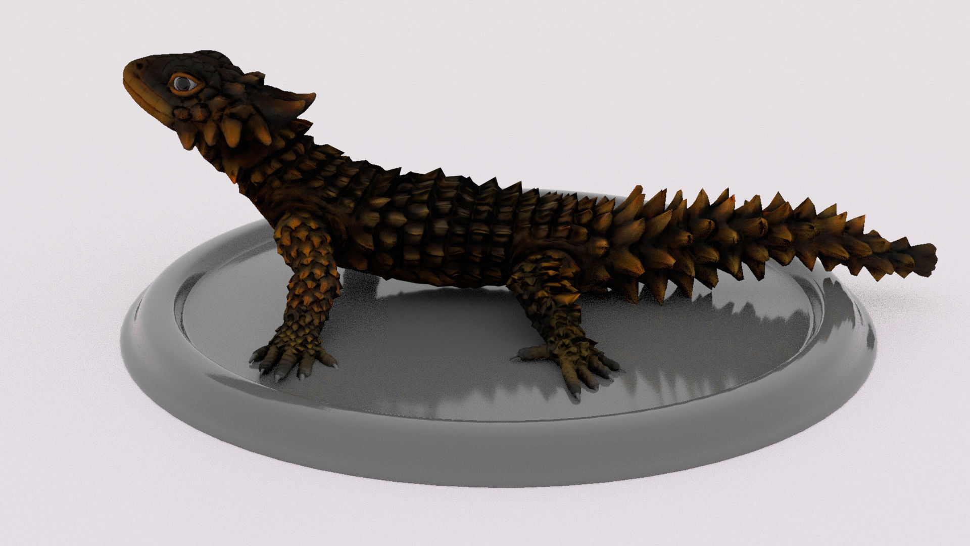 lizard on plate 3D model_1