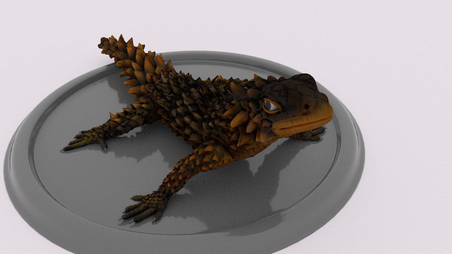 lizard on plate 3D model_7