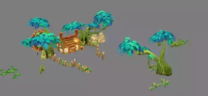 Low mold scene - field hut