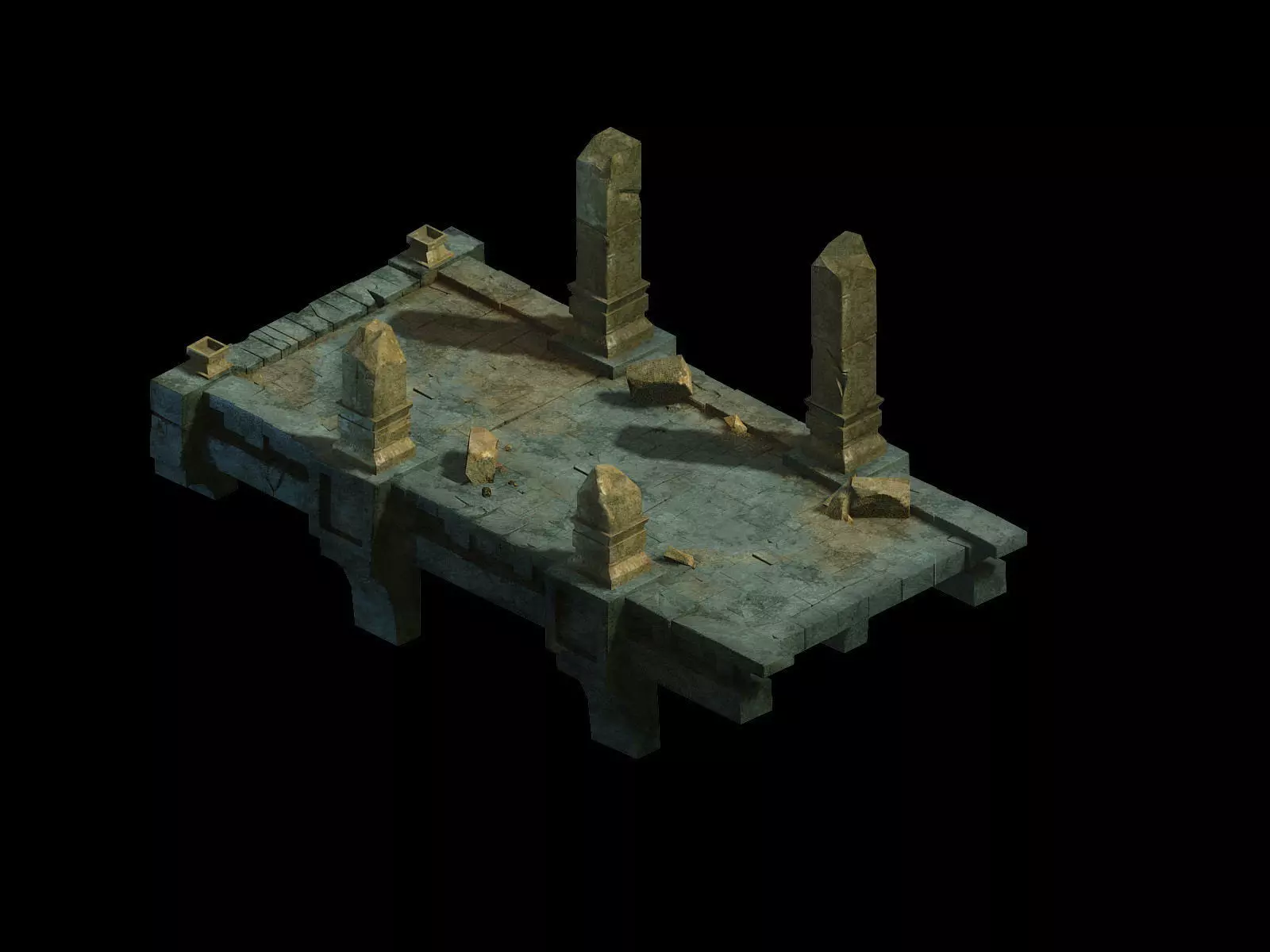 Model - Underground Palace Platform Stone Gallery 3D model_0