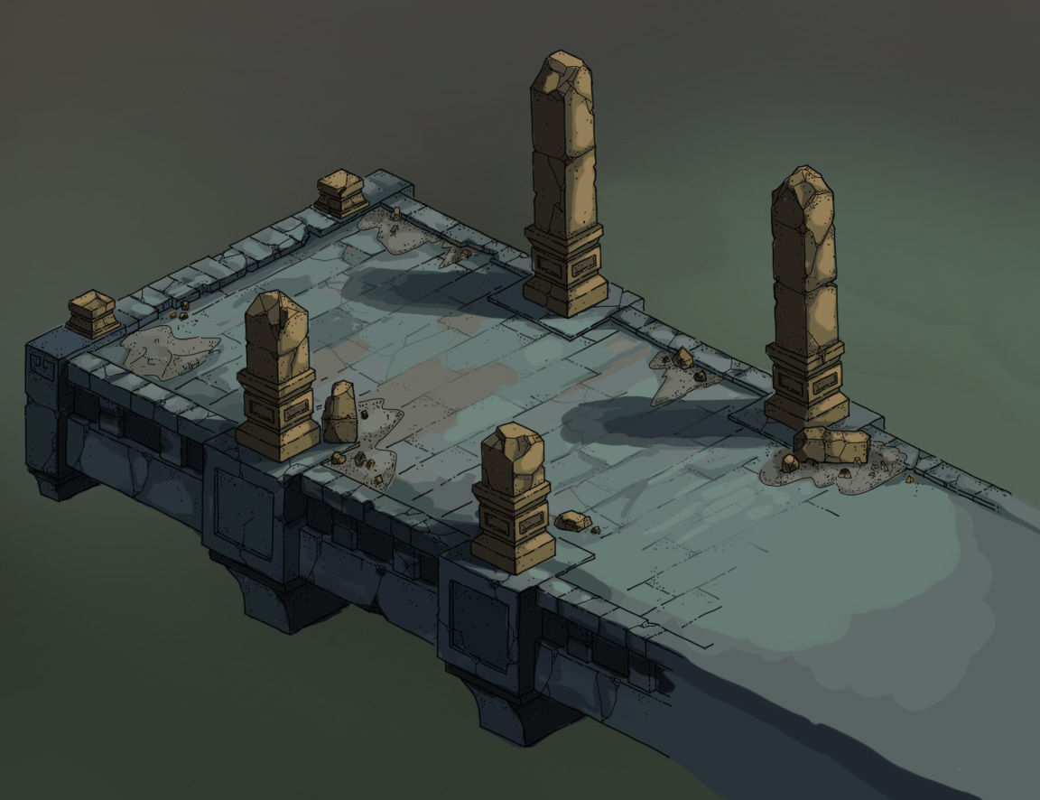 Model - Underground Palace Platform Stone Gallery 3D model_1