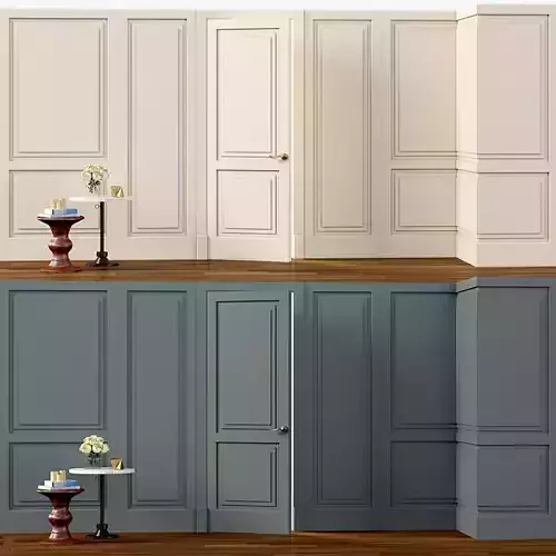Wall molding Boiserie classic panels with door Low-poly 3D model