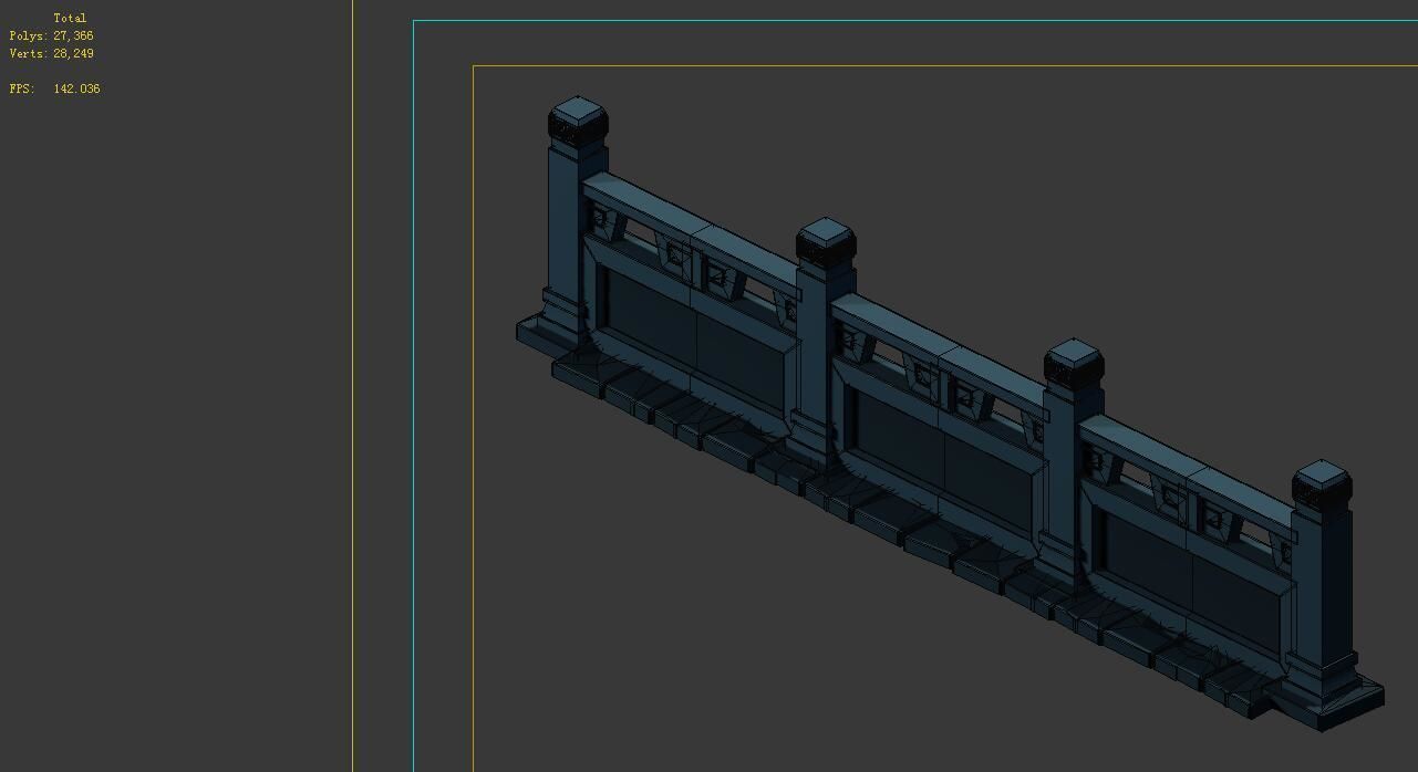 Game Model - Underground Palace Platform fence 3D model_2