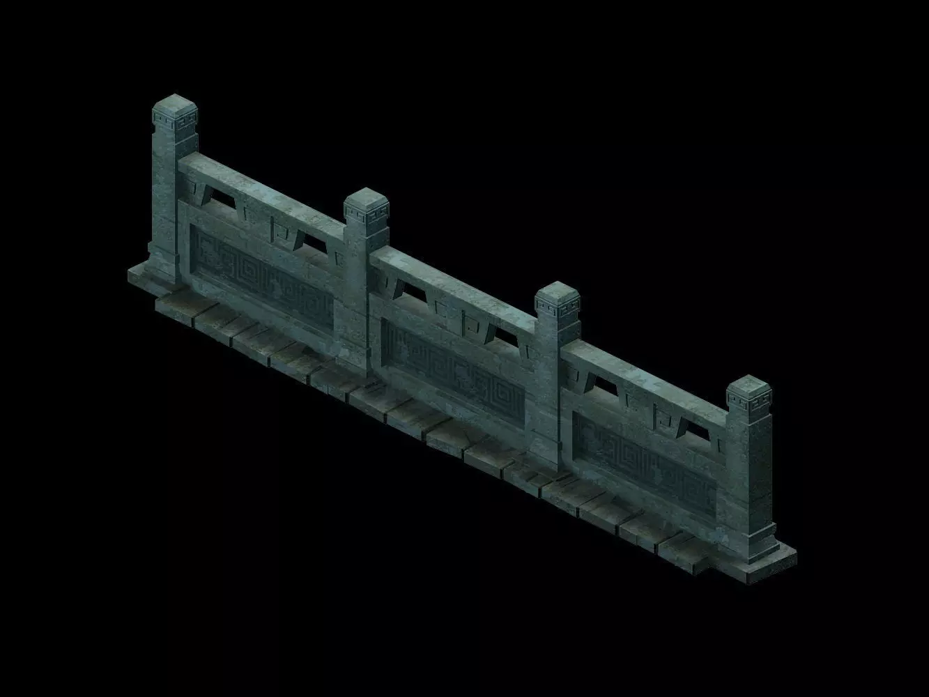 Game Model - Underground Palace Platform fence 3D model_0