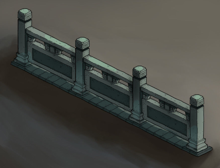 Game Model - Underground Palace Platform fence 3D model_1