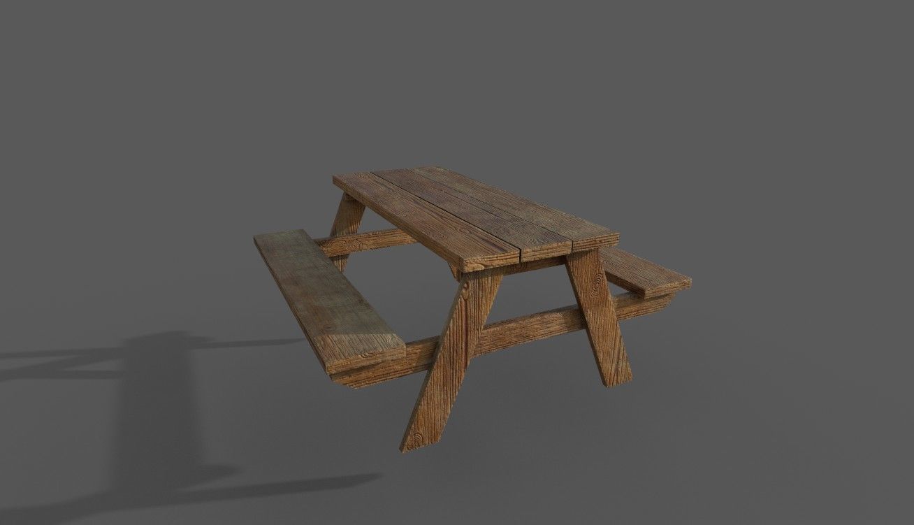 Picnic Table Low-poly 3D model_1