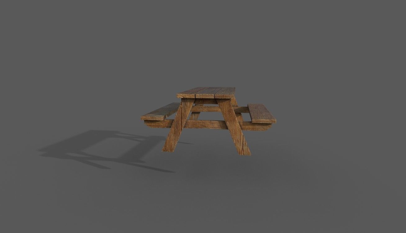 Picnic Table Low-poly 3D model_3