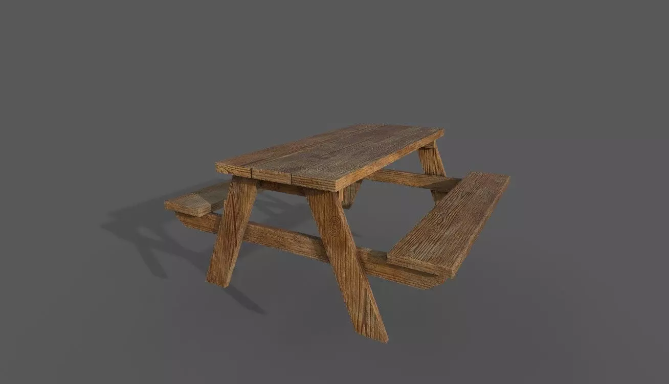 Picnic Table Low-poly 3D model_0