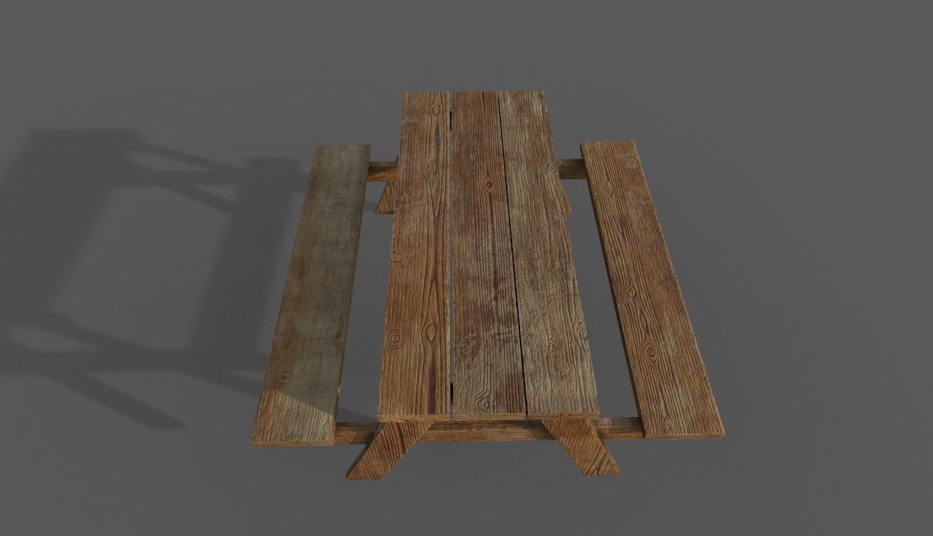 Picnic Table Low-poly 3D model_4