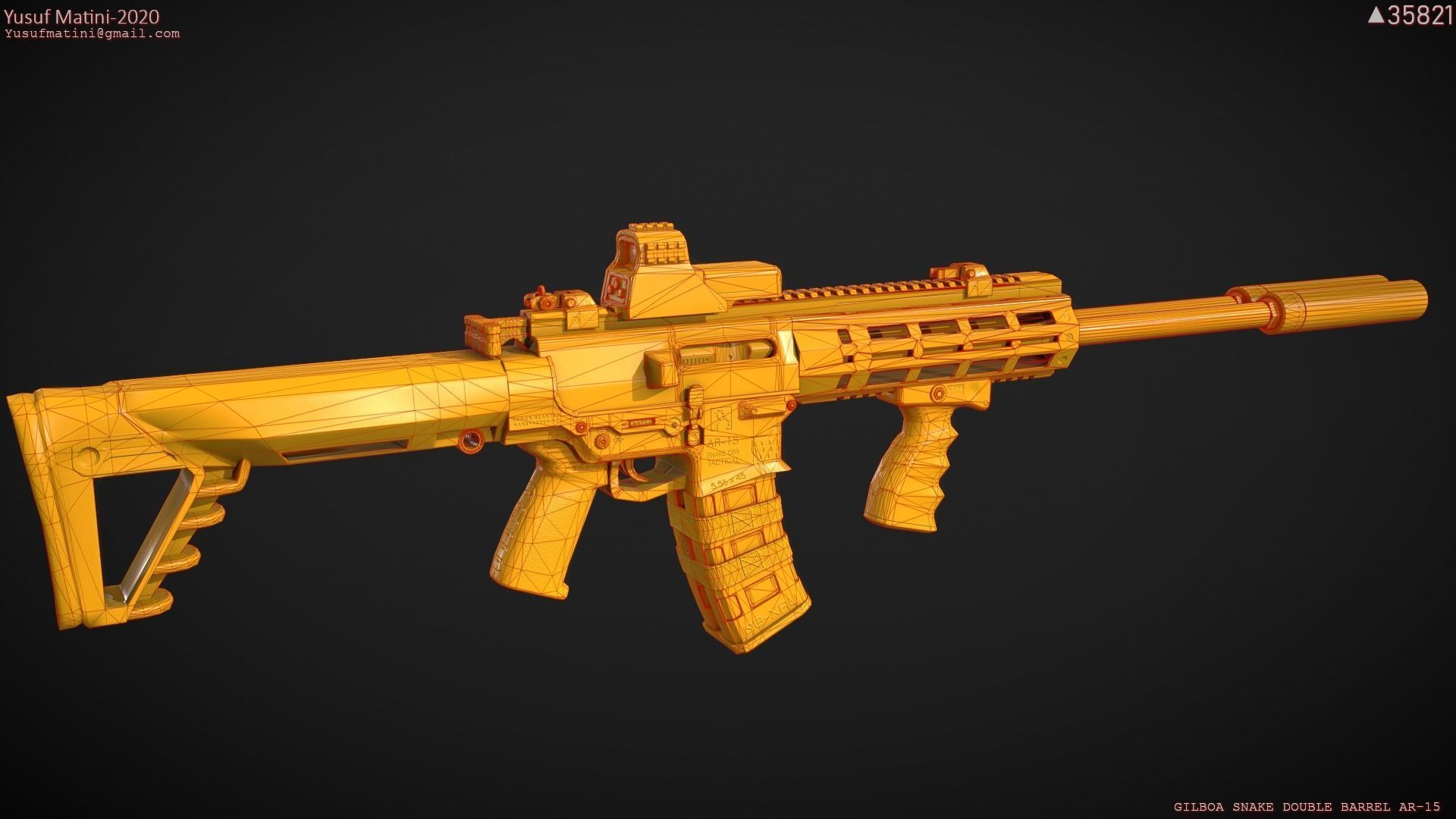3d model gilboa snake double barrel ar 15 vr ar low poly cgtrader