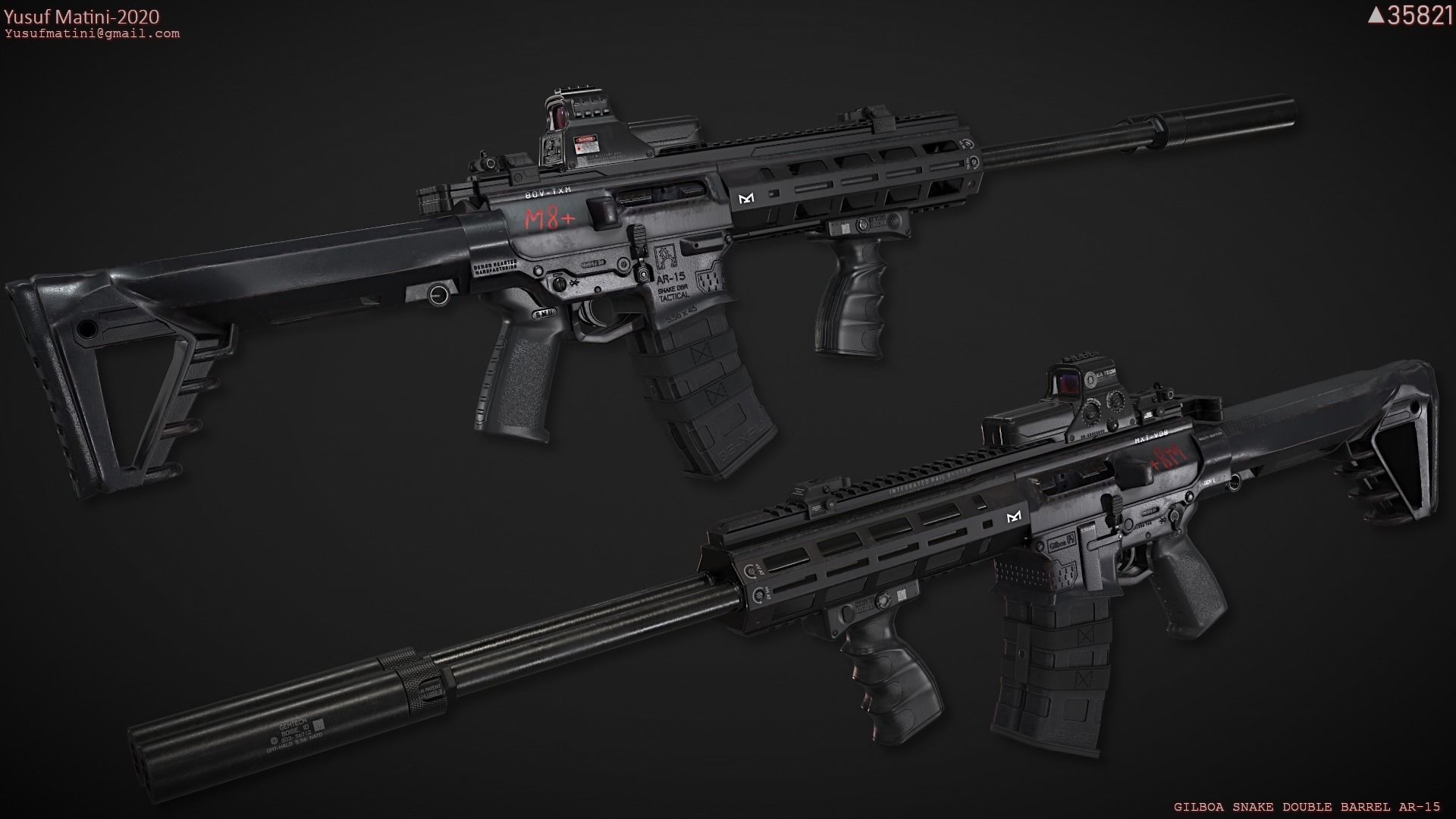 3d model gilboa snake double barrel ar 15 vr ar low poly cgtrader