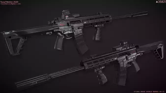 Gilboa Snake Double Barrel AR-15 Low-poly 3D model