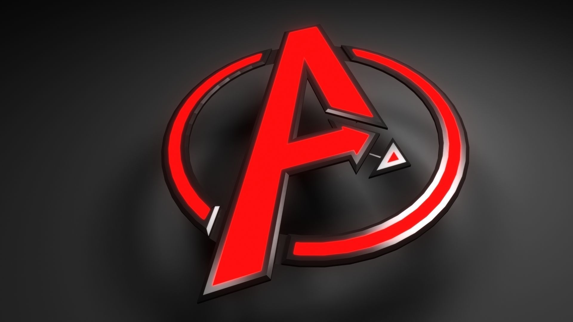 avengers logo Low-poly 3D model_1
