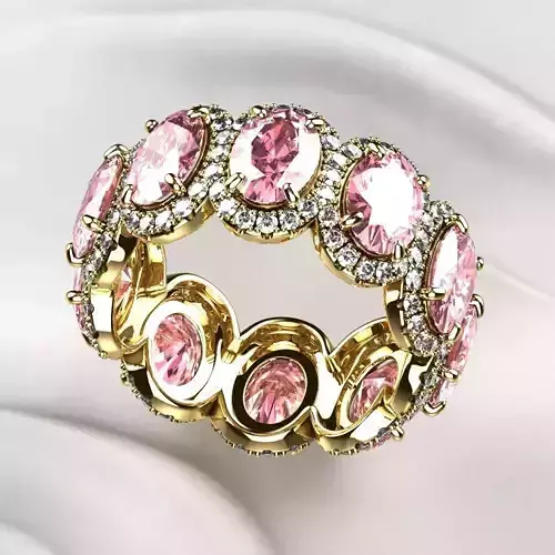 Pink Sapphires Oval Gold Ring