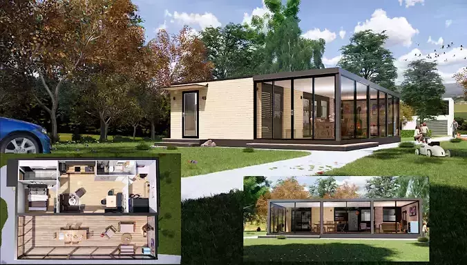 modern mobile home tiny house vacation house on 48m2 