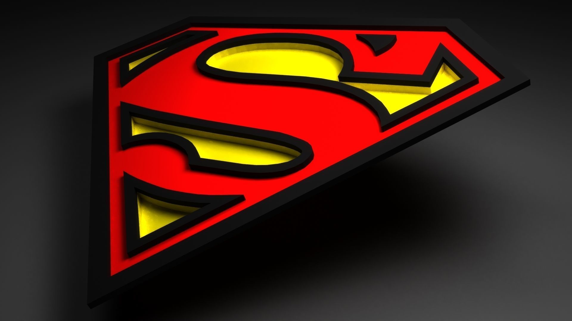 superman logo animated Low-poly 3D model_5