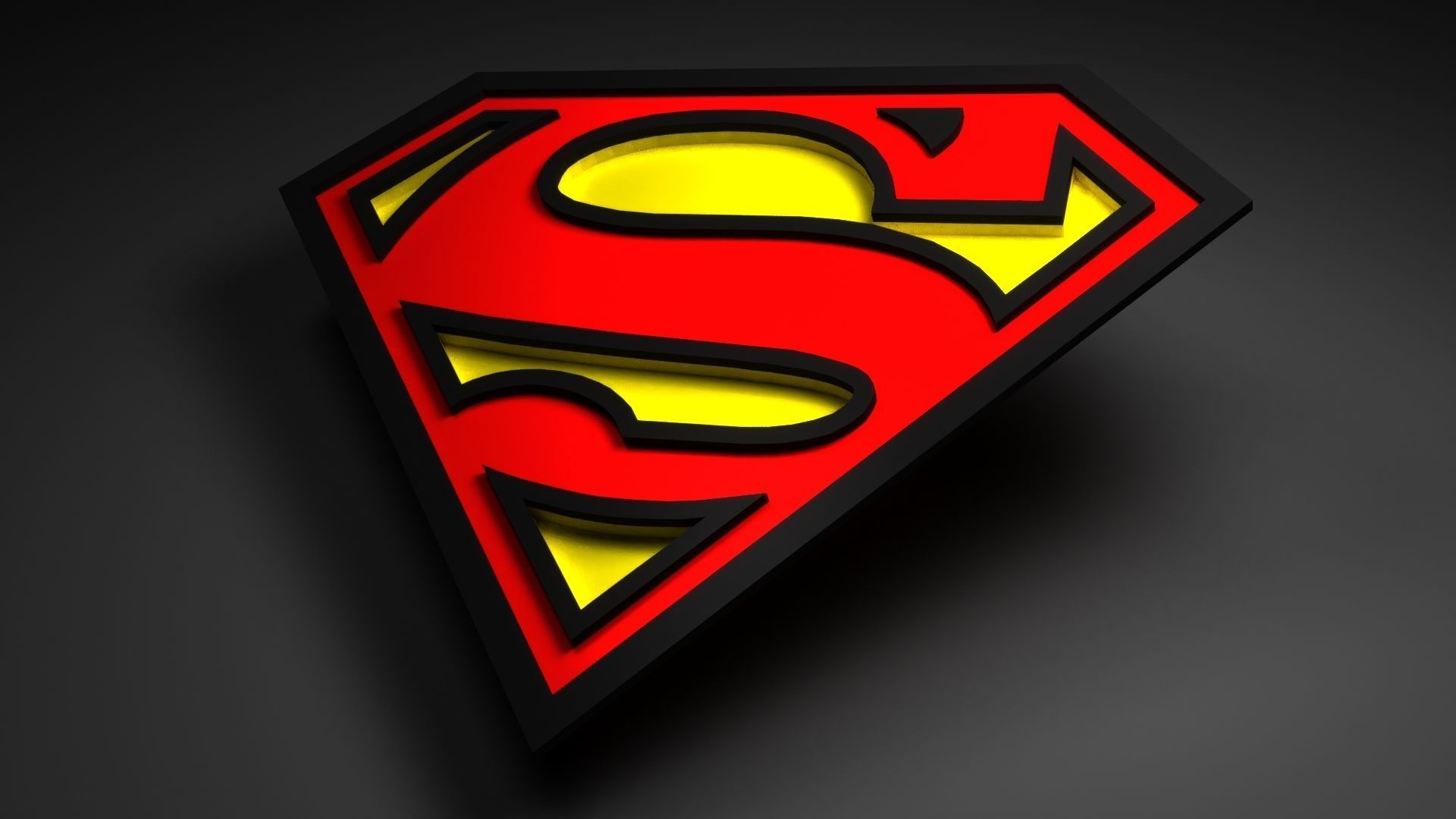 superman logo animated Low-poly 3D model_4