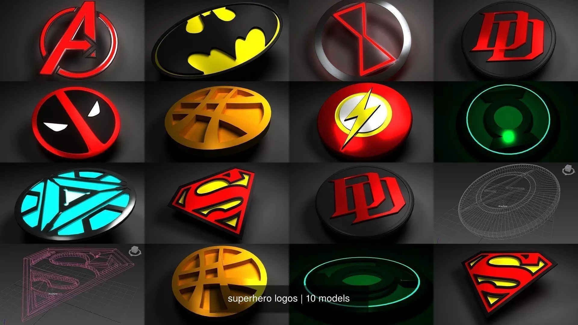 superhero logos 3D Model Collection_0