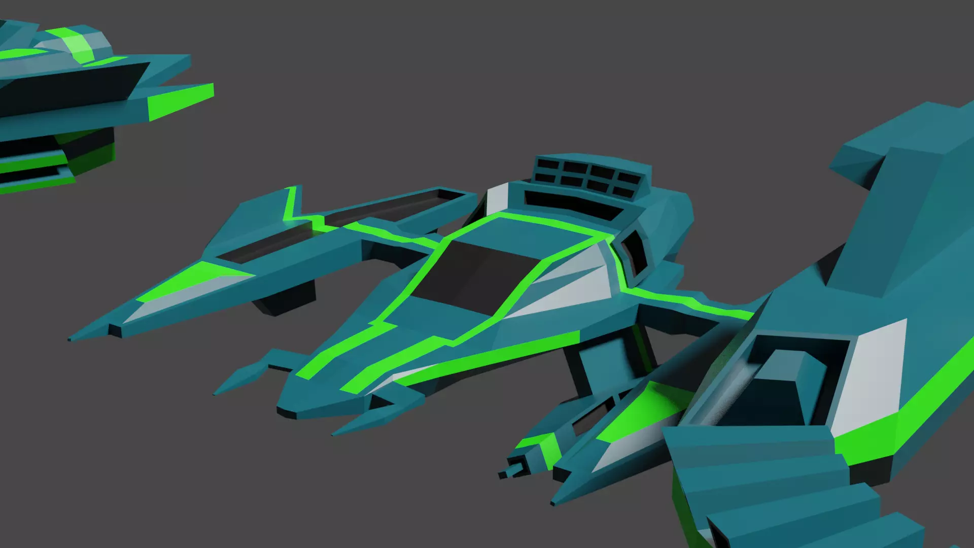 lowpoly spaceship 3D model_0