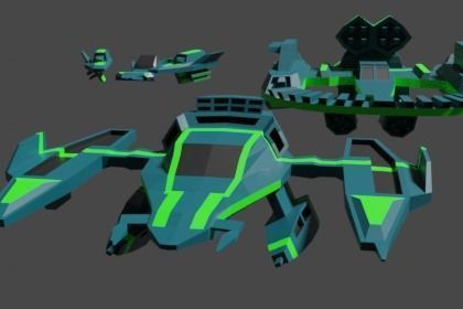lowpoly spaceship 3D model_2