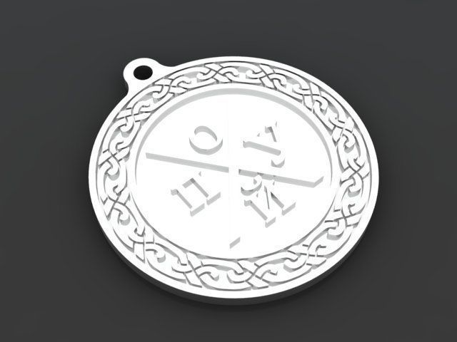 2-pieces amulet pendant 3D print model_1
