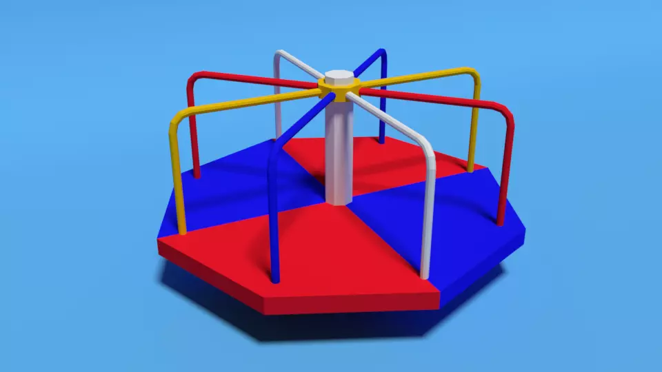 Low Poly Cartoon Playground Roundabout Low-poly 3D model