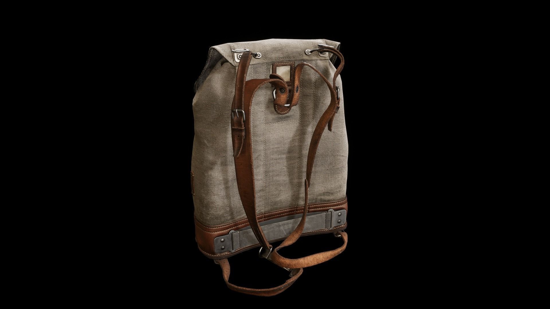 Old Backpack Low-poly 3D model_3