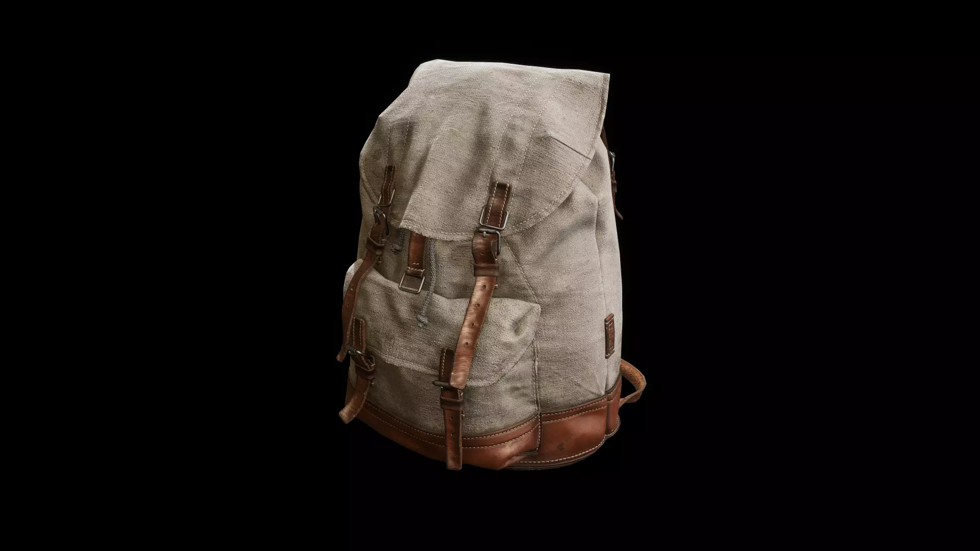 Old Backpack Low-poly 3D model_0