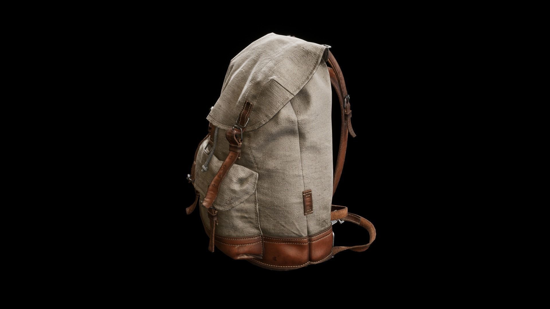 Old Backpack Low-poly 3D model_1