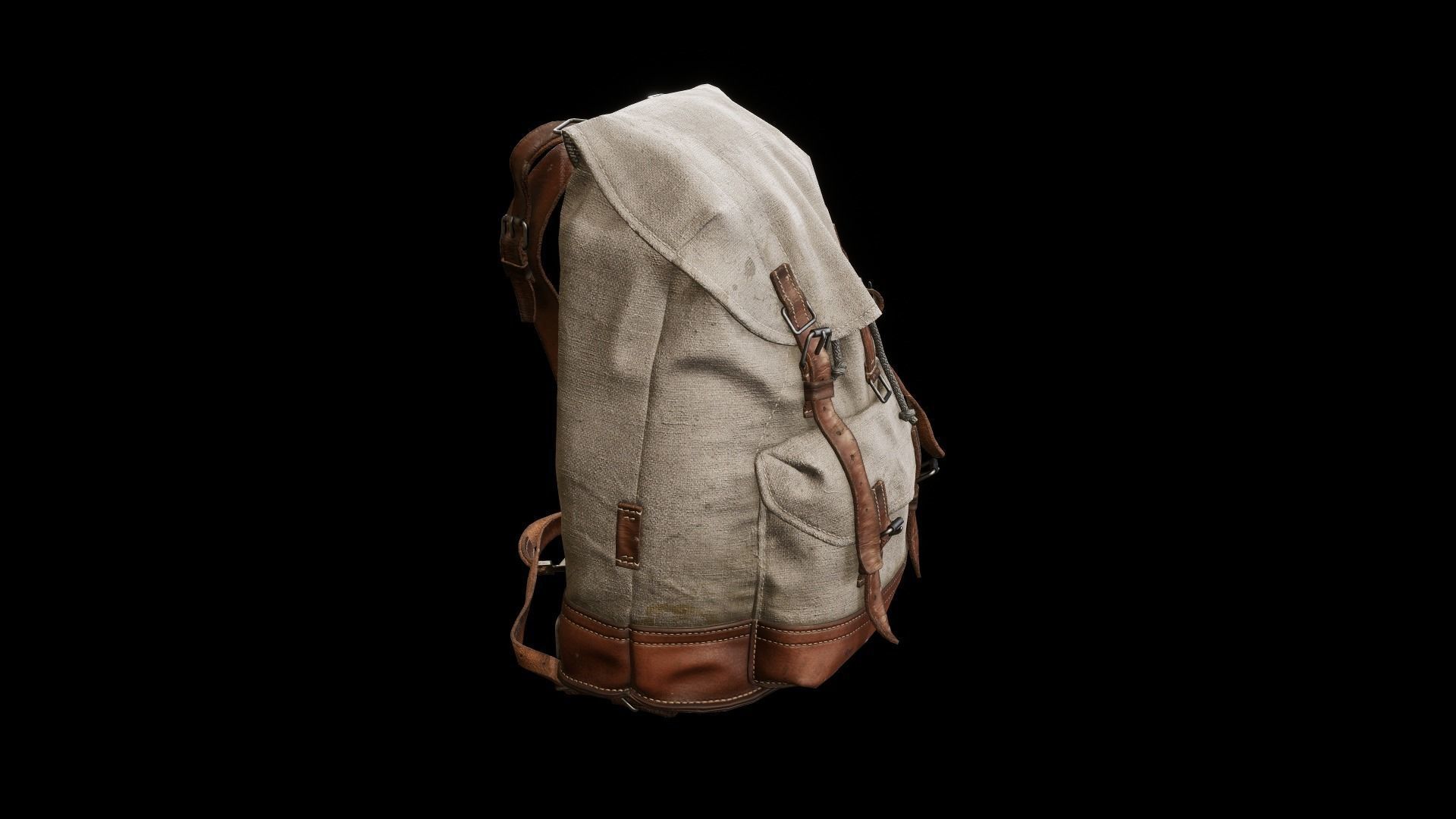 Old Backpack Low-poly 3D model_6