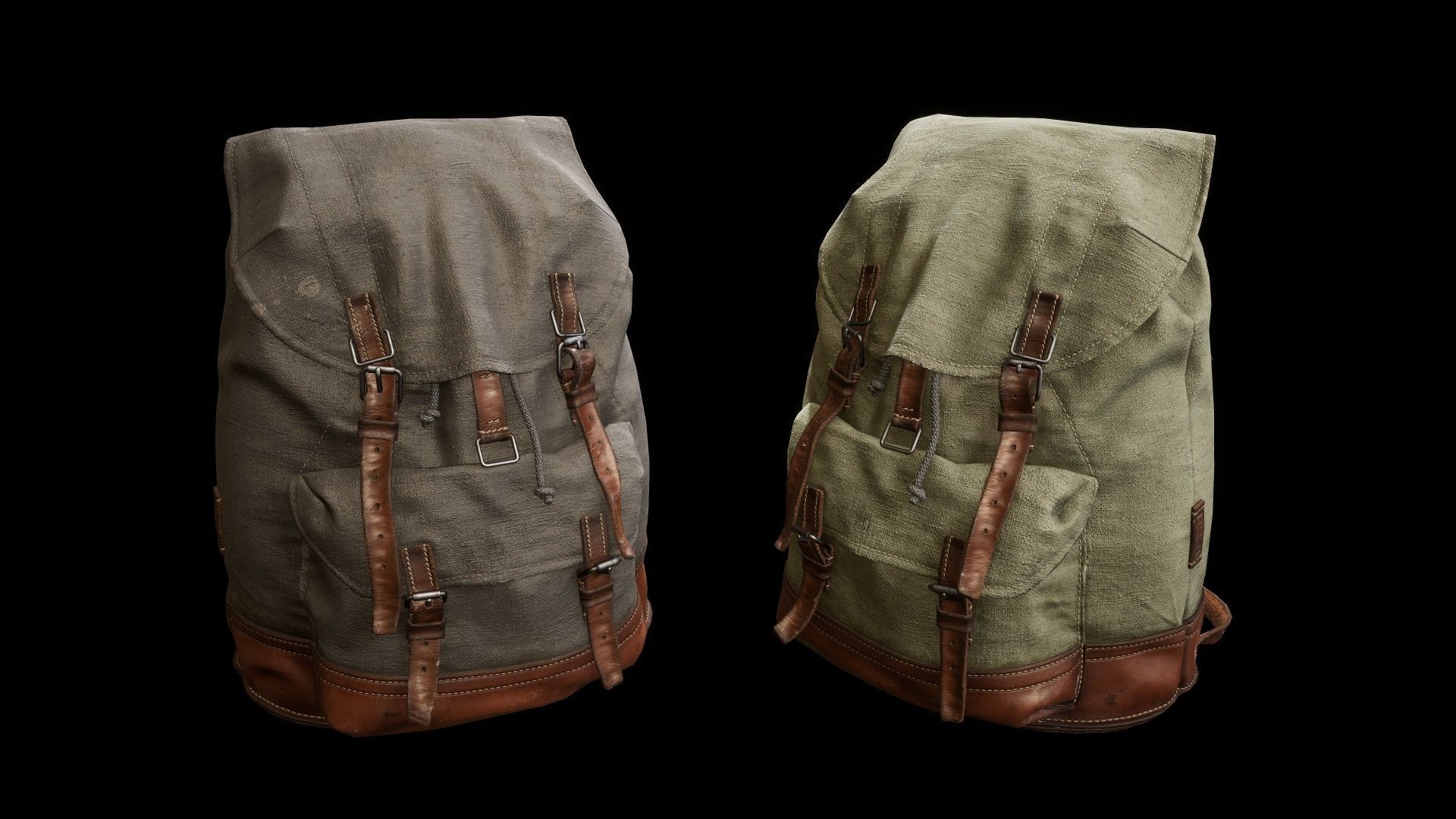 Old Backpack Low-poly 3D model_21