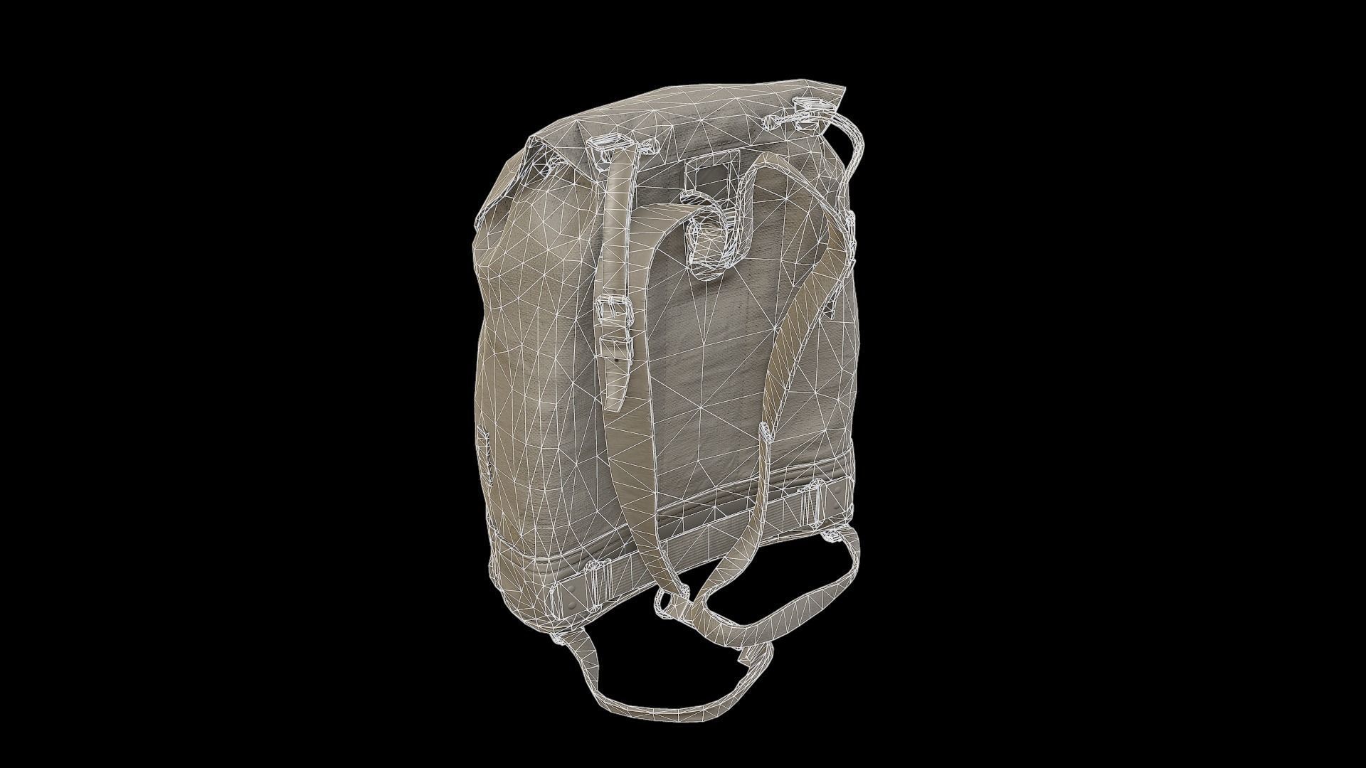 Old Backpack Low-poly 3D model_23