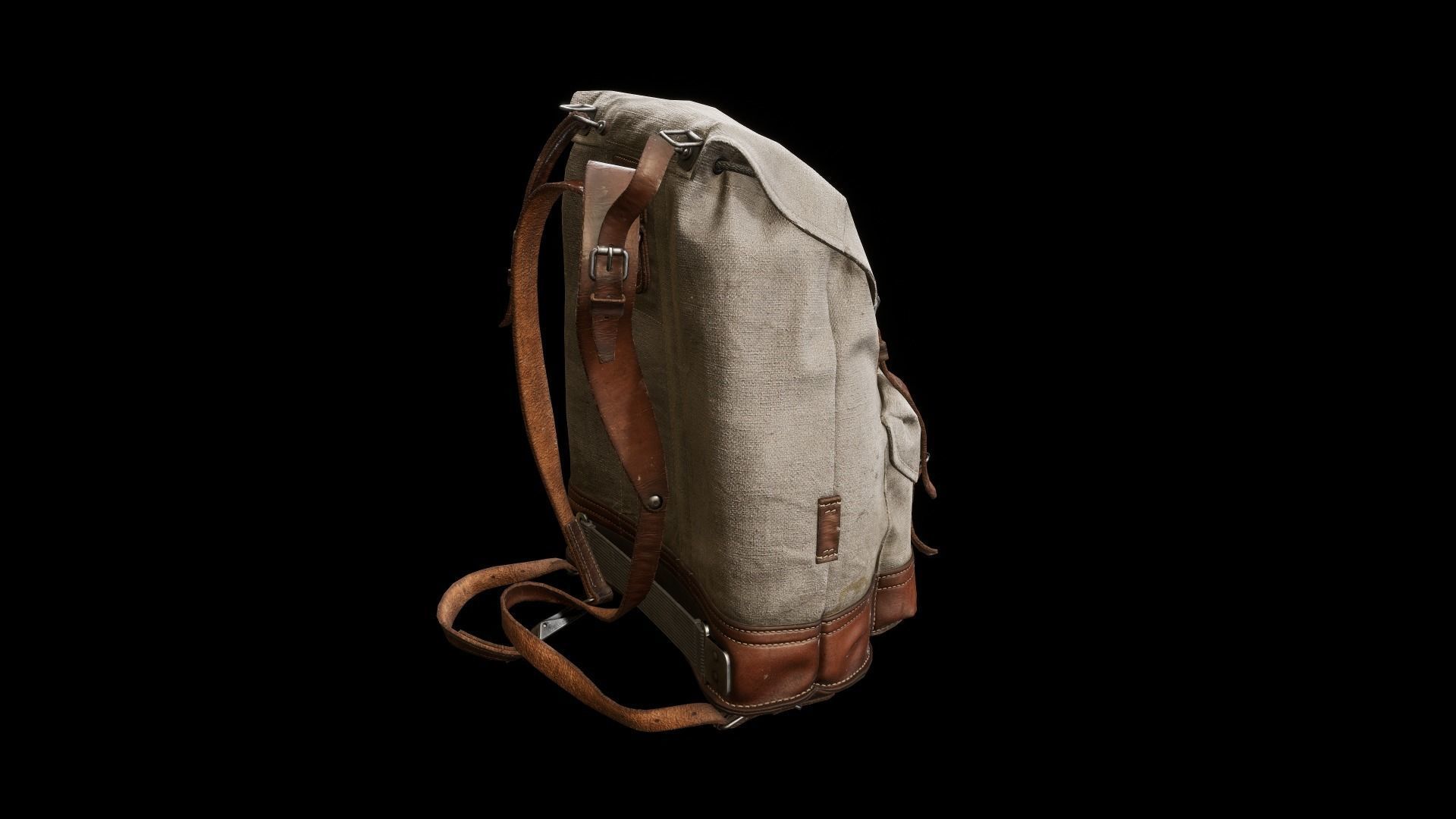Old Backpack Low-poly 3D model_5