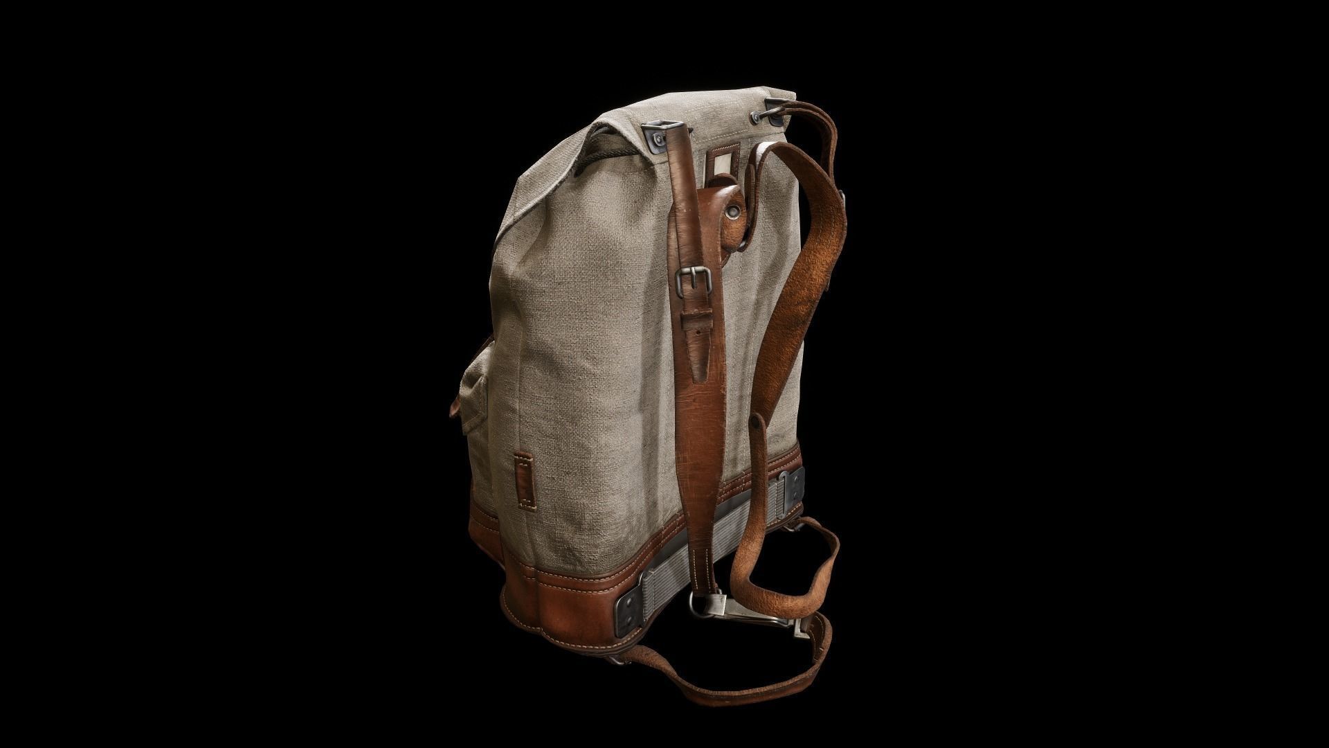 Old Backpack Low-poly 3D model_2