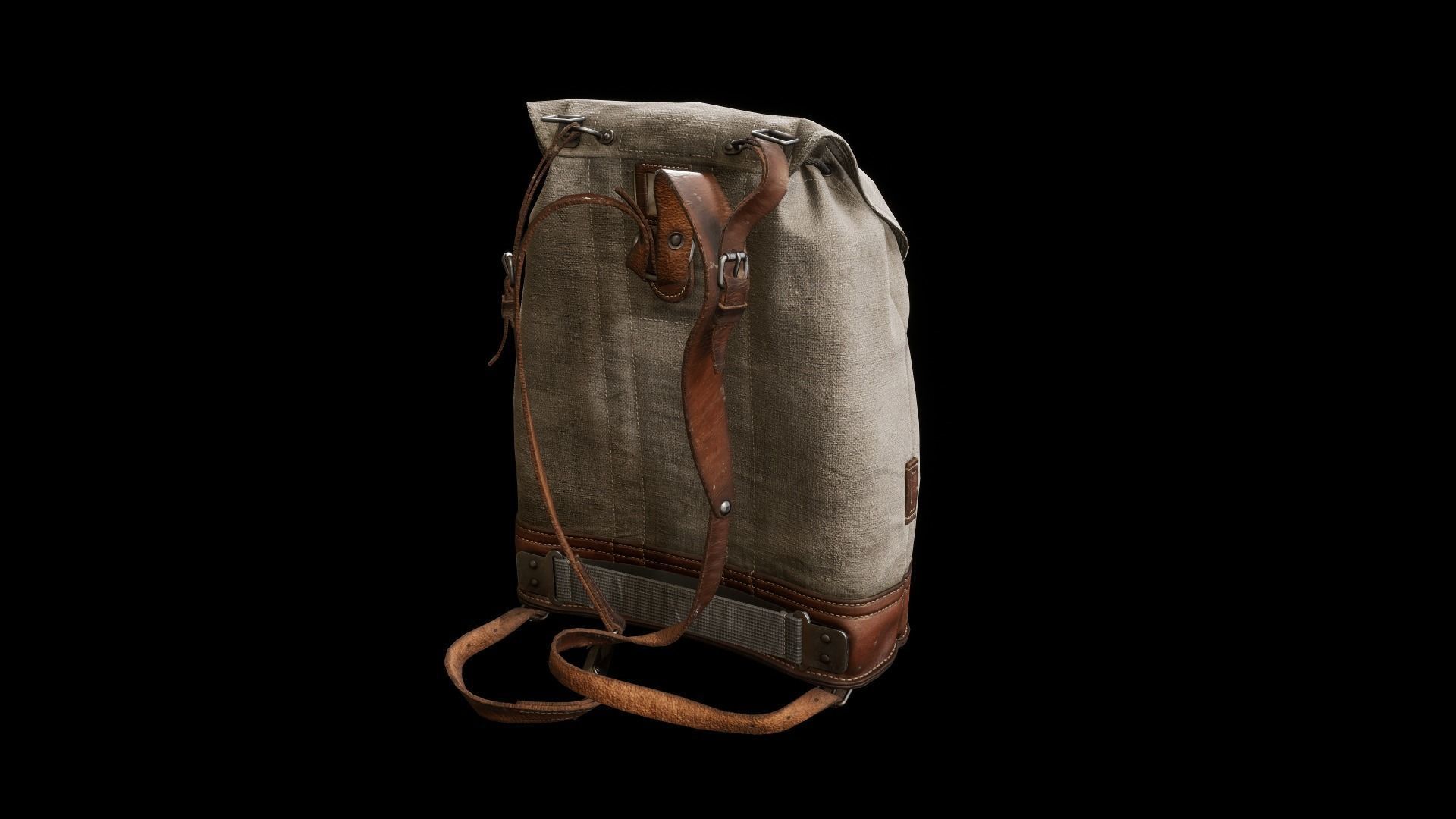 Old Backpack Low-poly 3D model_4