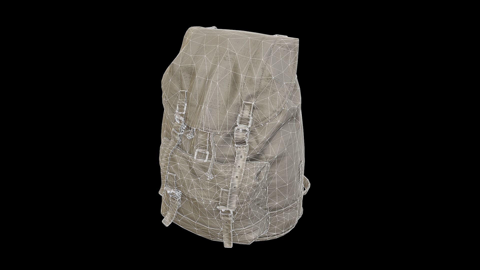 Old Backpack Low-poly 3D model_22