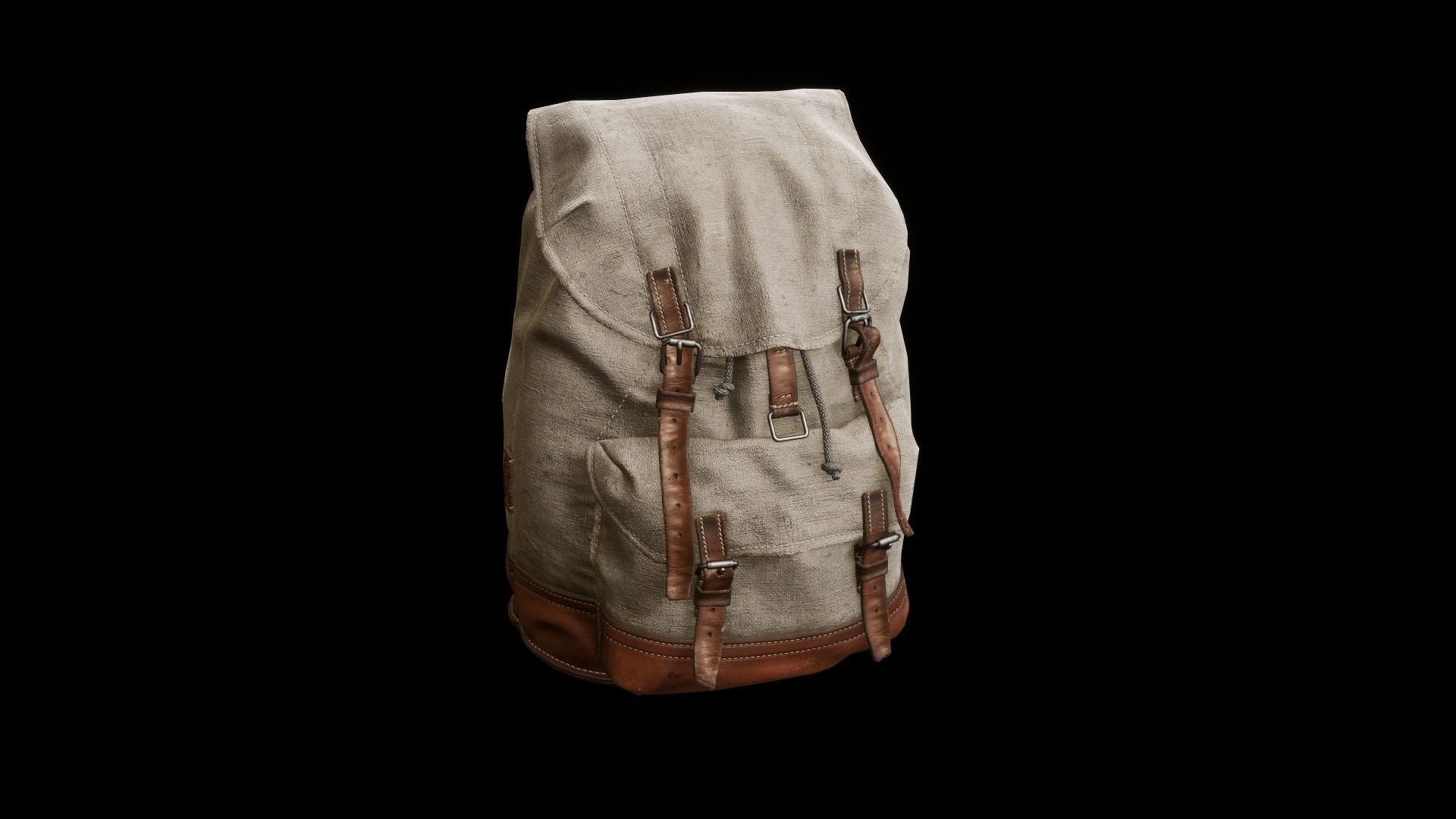 Old Backpack Low-poly 3D model_7
