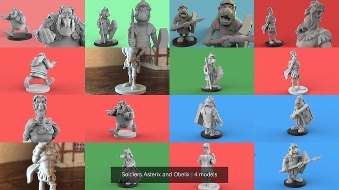 Soldiers Asterix and Obelix 3D Model Collection