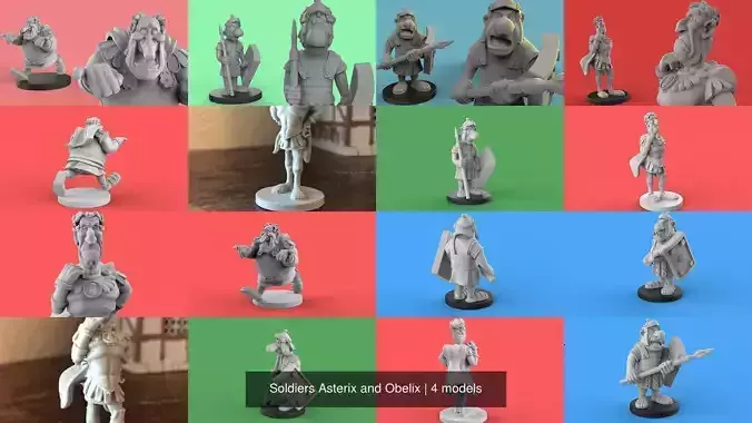 Soldiers Asterix and Obelix 3D Model Collection