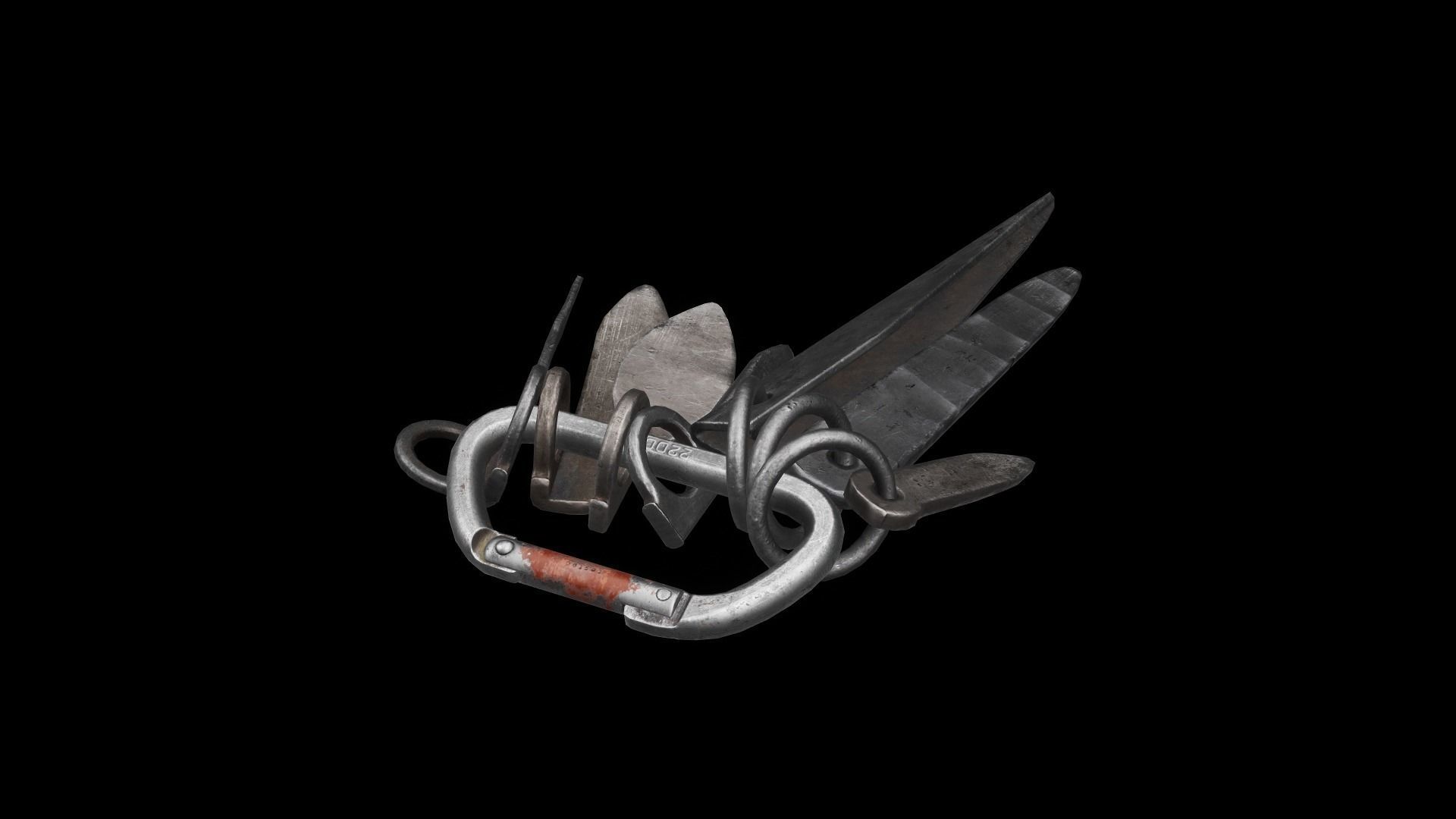 Set of old climbing pitons Low-poly 3D model_4