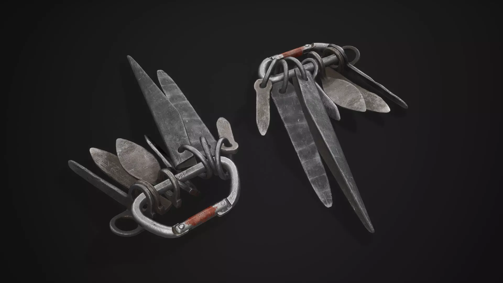 Set of old climbing pitons Low-poly 3D model_0