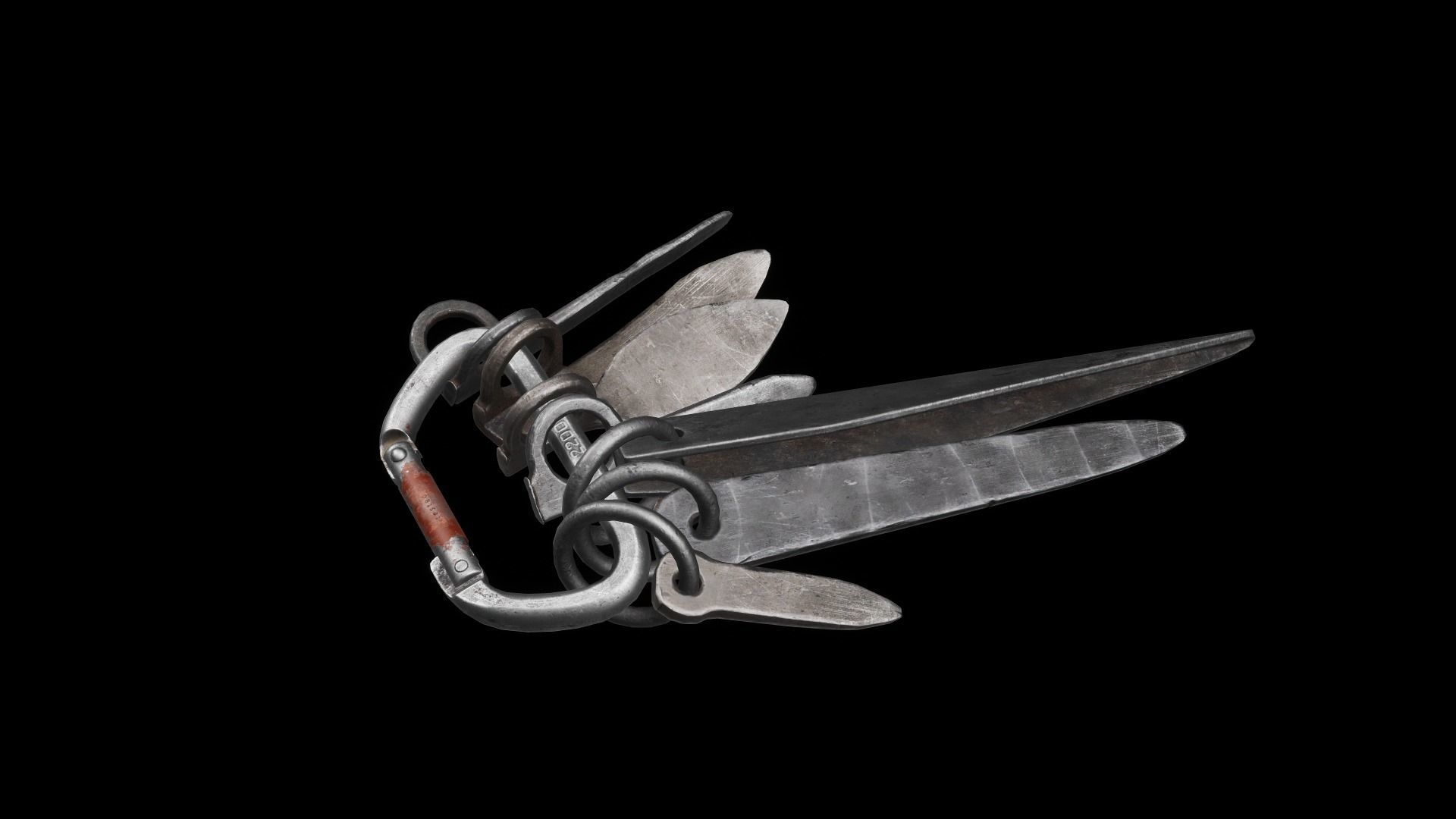 Set of old climbing pitons Low-poly 3D model_3