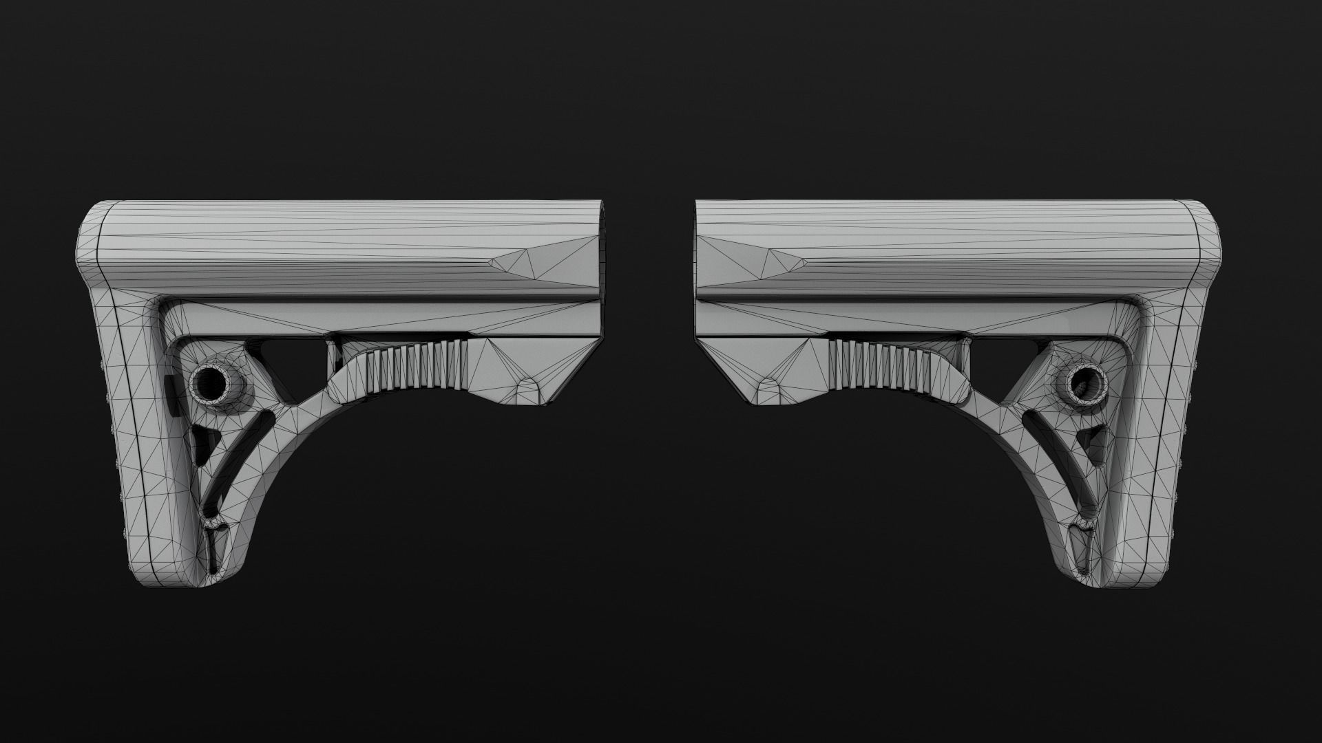 Leapers UTG PRO Model 4 Ops S3 AR15 Collapsible Buttstock Low-poly 3D model_3