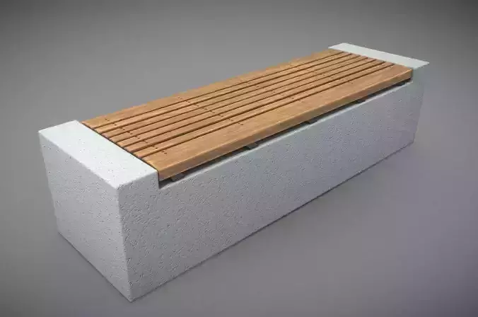 Bench -6- Wood on Concrete Block 2